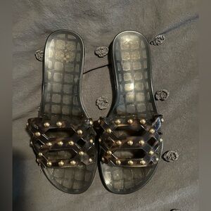 Vince Camuto Carron Jelly Slides tortoise black, studded Gold SIZE 8